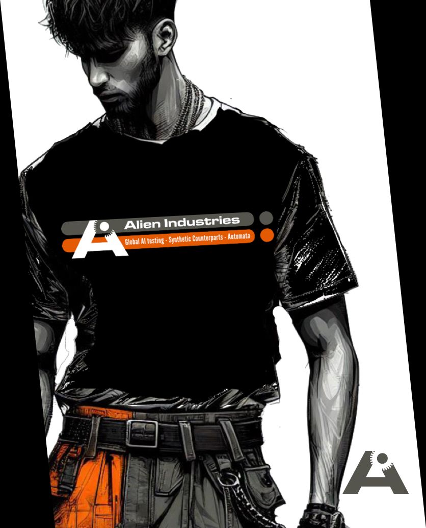 AI stripe - Discover Alien Industries: AI-generated sci-fi T-shirts with chaotic energy and futuristic style.